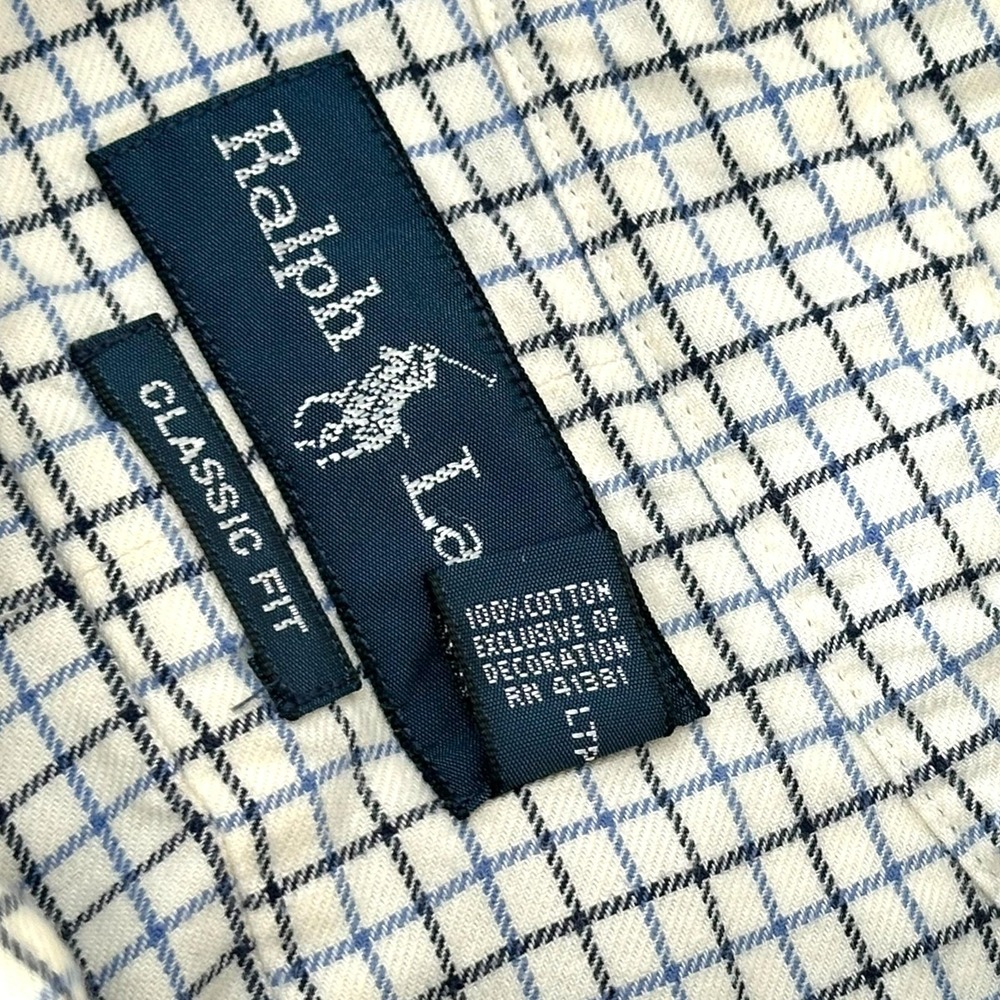 Ralph Lauren Shirt‎ Mens XL Blue White Plaid Classic Fit Button Down Valdosta CC - Picture 8 of 9